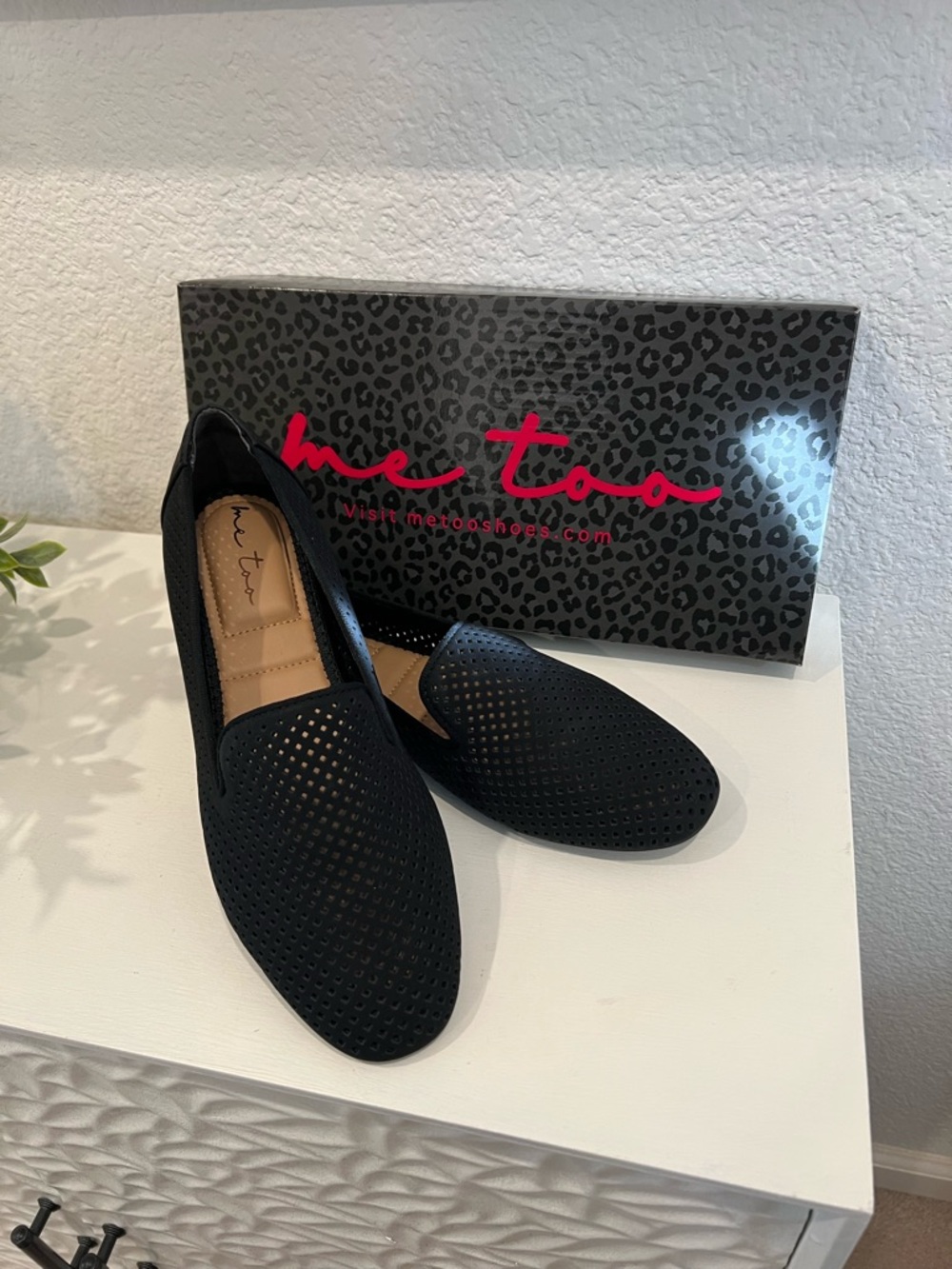 Me Too Callen-NR Black Perforated Slip-On Loafers